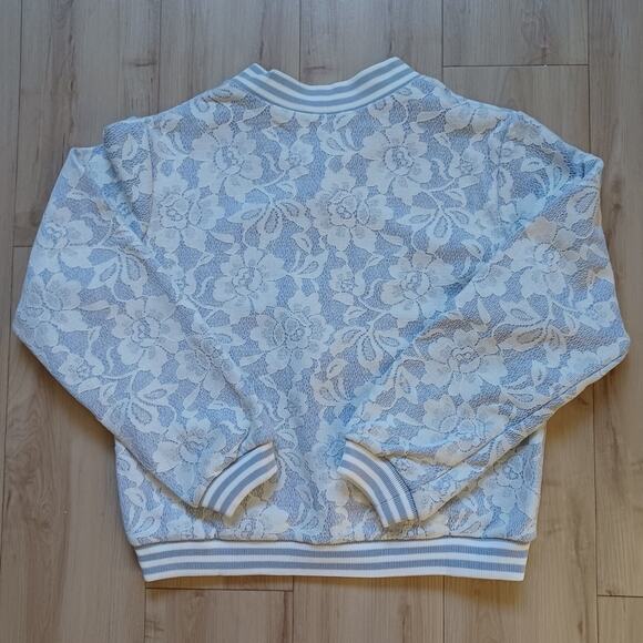 Anthropologie Lucy Paris Grace Lace Bomber Jacket White Gray S NWOT - Picture 3 of 9